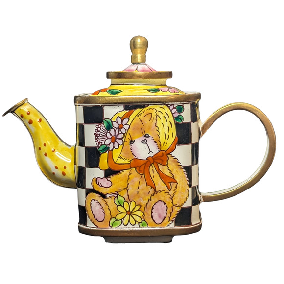 Kelvin Chen Vintage 1999 Hand-Painted Teddy Bear Miniature Teapot - Gift Wrapped - Picture 3 of 6